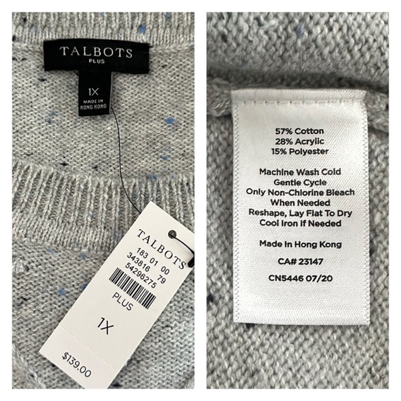 TALBOTS NWT 1X Supersoft Tweed Shift Sweater Dress • Speckled Grey Sky Heather - Picture 6 of 9